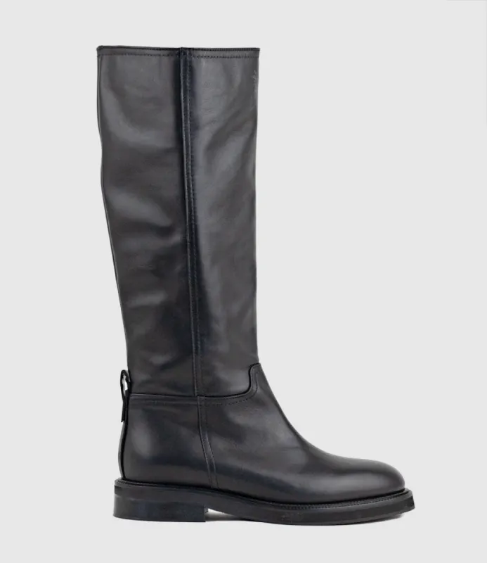 VASILE Knee High Boot with Gusset in Black sold by Edward Meller