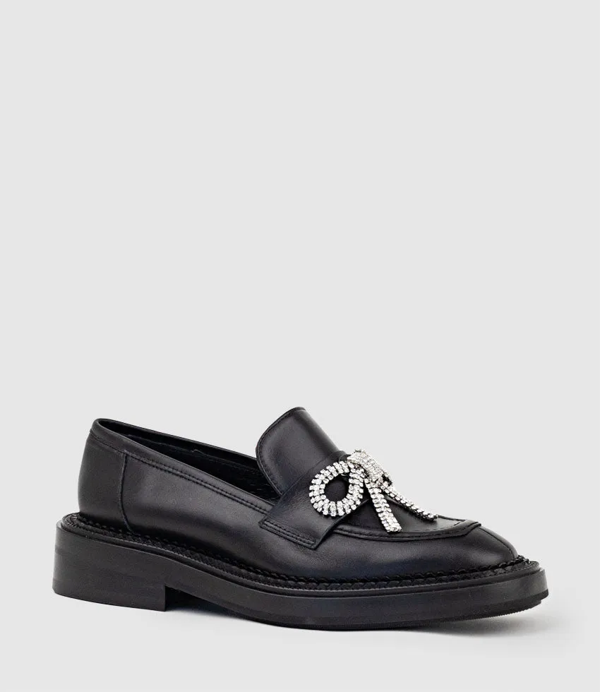 GAEL Moccasin with Crystal Bow in Black sold by Edward Meller product image thumbnail 3