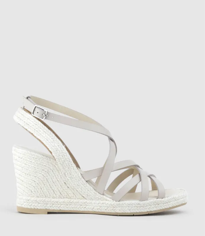 MILENA Strappy Tonal Espadrille in Offwhite sold by Edward Meller