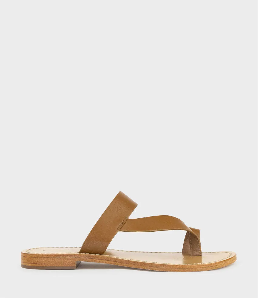 KIRABEE Toe Thong Slide in Tan sold by Edward Meller