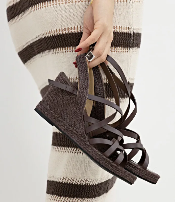 MILENA Strappy Tonal Espadrille in Brown sold by Edward Meller