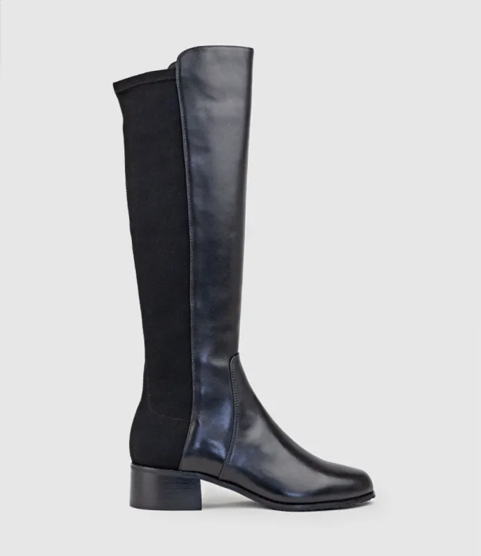 VARA40 Half and Half Knee High Boot in Black sold by Edward Meller