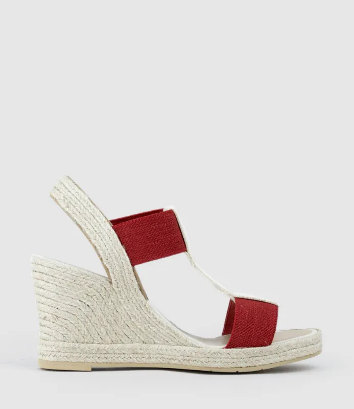 MYRTIA Elastic Espadrille in Red sold by Edward Meller