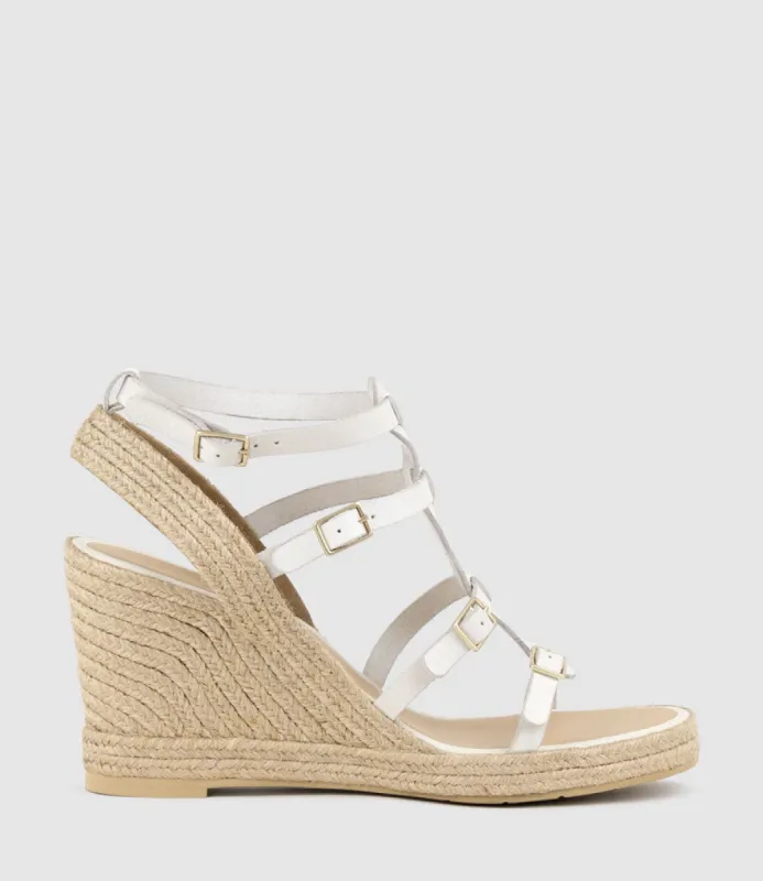 MARCELLE Multi Buckle Espadrille in Offwhite sold by Edward Meller