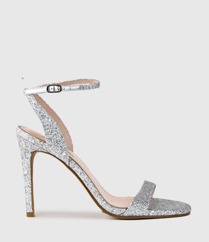 WISP100 Single Strap Sandal in Silver Sparkle sold by Edward Meller