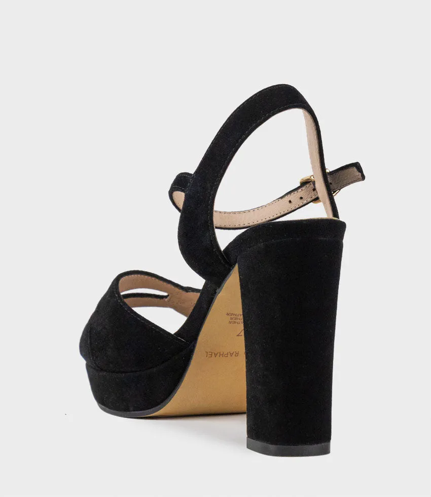 REGENT100 Interlocked Detail Platform Sandal in Black Suede sold by Edward Meller product image thumbnail 4