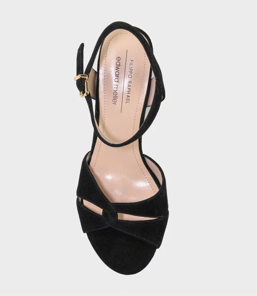 REGENT100 Interlocked Detail Platform Sandal in Black Suede sold by Edward Meller product image thumbnail 5