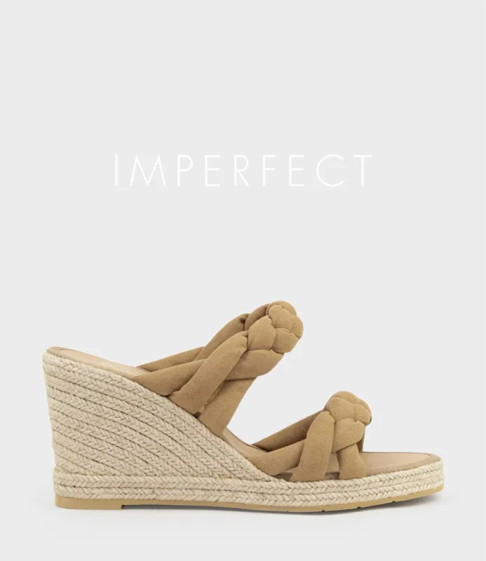 MALONE Braided Two Strap Espadrille in Tan Suede sold by Edward Meller