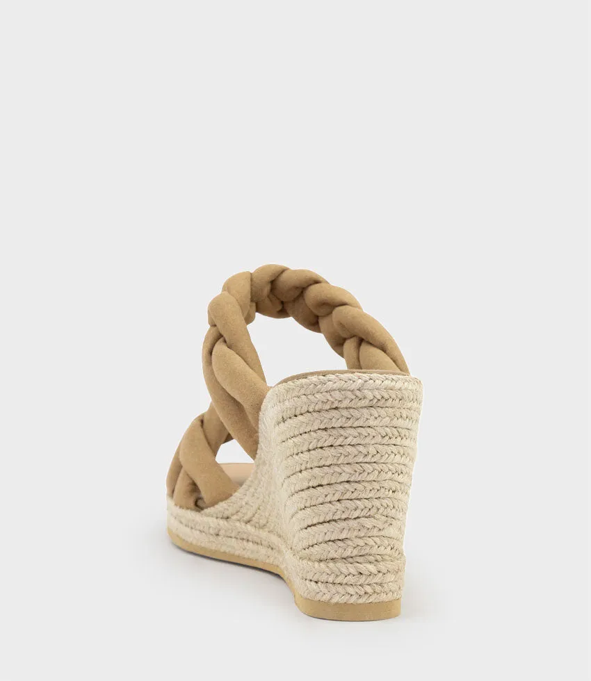 MALONE Braided Two Strap Espadrille in Tan Suede sold by Edward Meller product image thumbnail 3