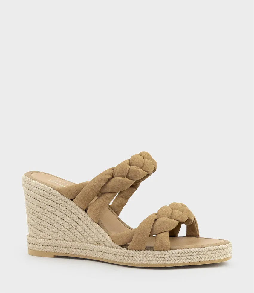 MALONE Braided Two Strap Espadrille in Tan Suede sold by Edward Meller product image thumbnail 2