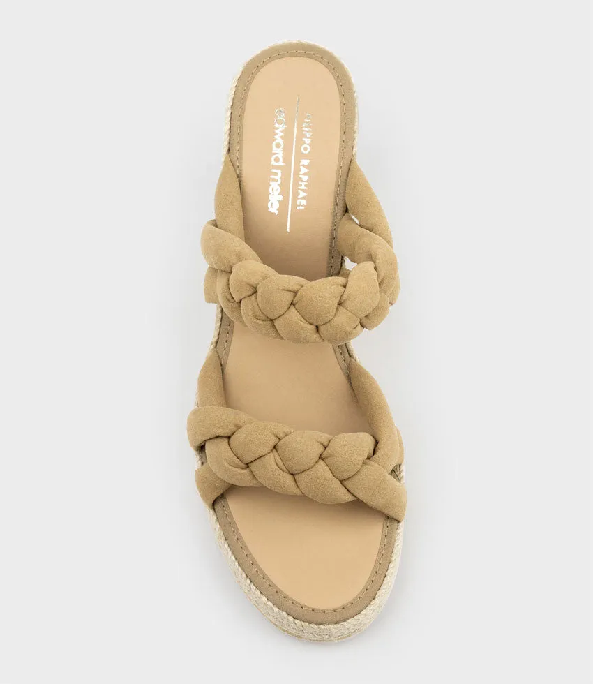 MALONE Braided Two Strap Espadrille in Tan Suede sold by Edward Meller product image thumbnail 4
