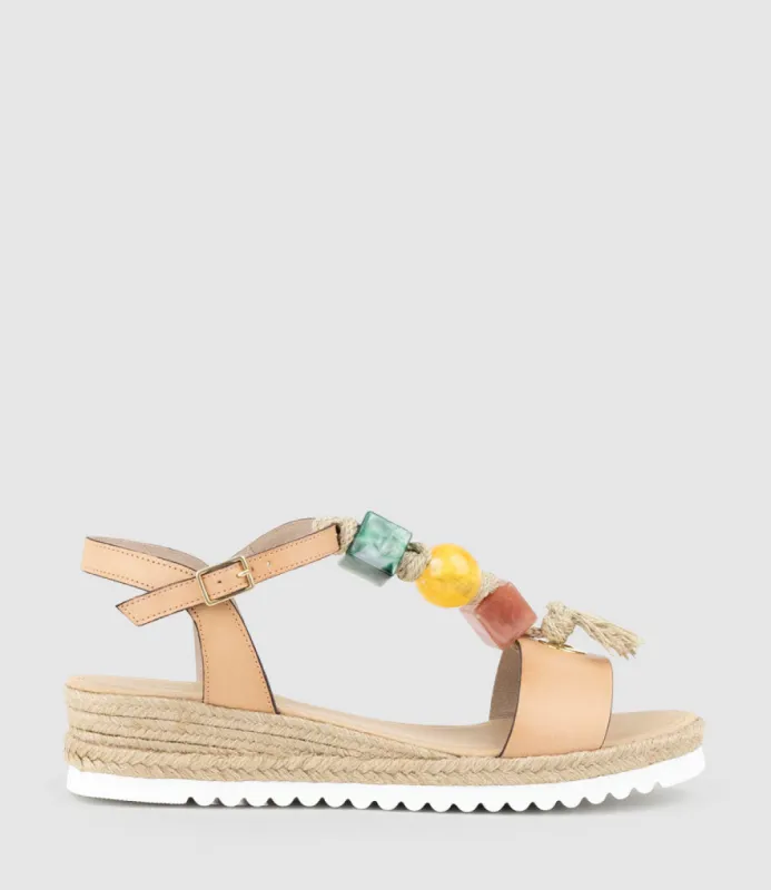 MADIA Bauble T Bar Espadrille in Desert sold by Edward Meller