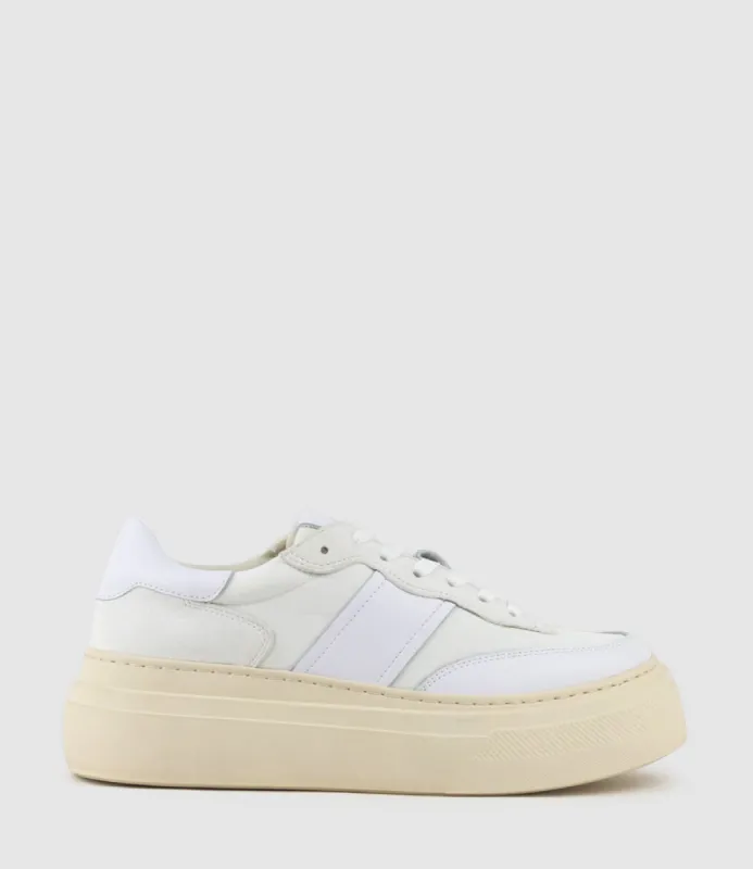 JASPER Retro Platform Sneaker in White sold by Edward Meller