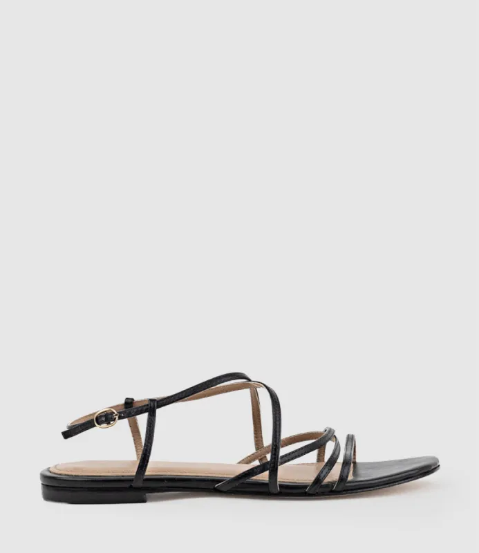 SERVILLE Strappy Sandal in Black sold by Edward Meller