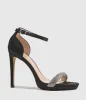 WISTFUL110 Diamond Band Platform Sandal in Black Satin sold by Edward Meller