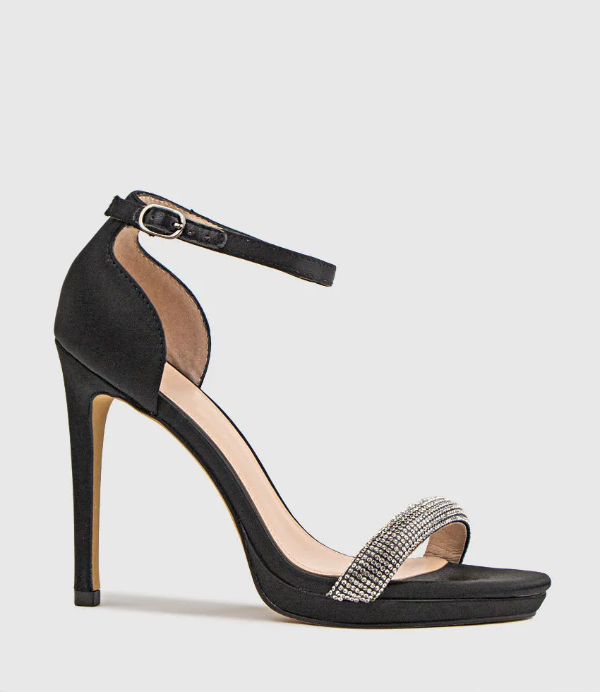 WISTFUL110 Diamond Band Platform Sandal in Black Satin sold by Edward Meller product image thumbnail 2