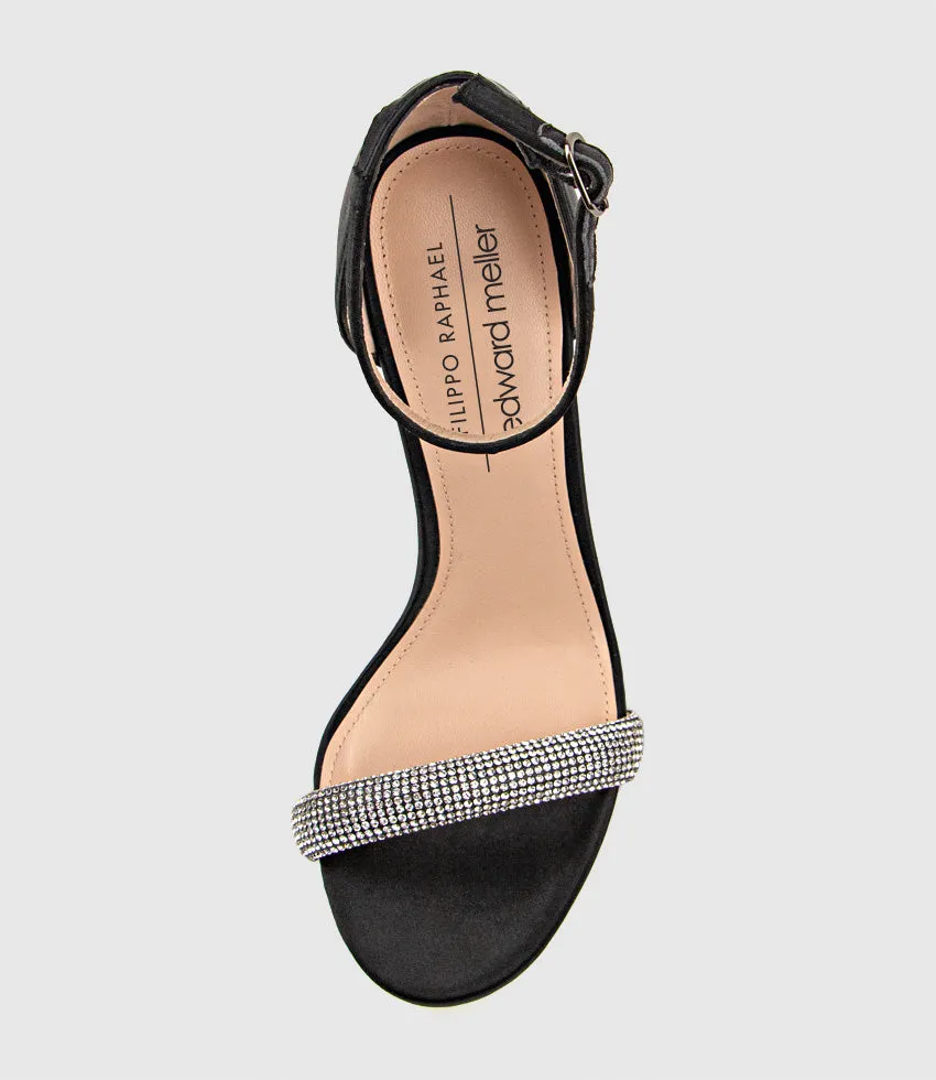 WISTFUL110 Diamond Band Platform Sandal in Black Satin sold by Edward Meller product image thumbnail 4