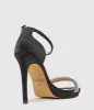 WISTFUL110 Diamond Band Platform Sandal in Black Satin sold by Edward Meller