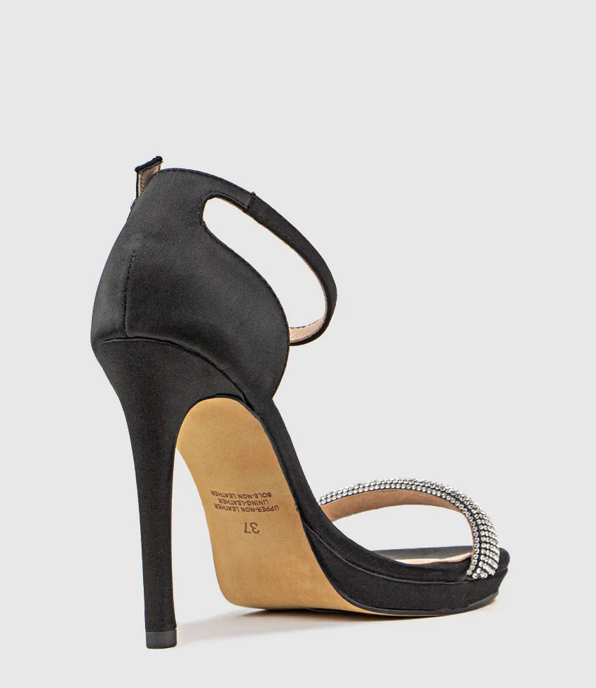 WISTFUL110 Diamond Band Platform Sandal in Black Satin sold by Edward Meller product image thumbnail 3