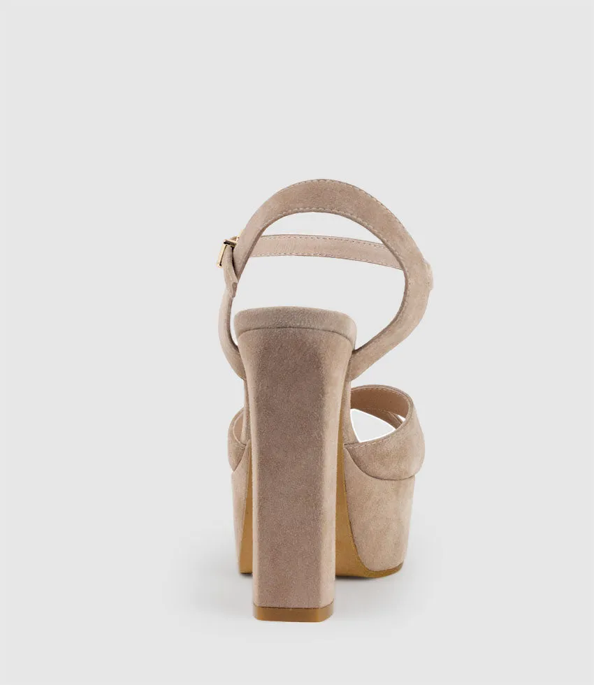 RAMONA125 Inverted Crossover Platform Sandal in Nude Suede sold by Edward Meller product image thumbnail 3