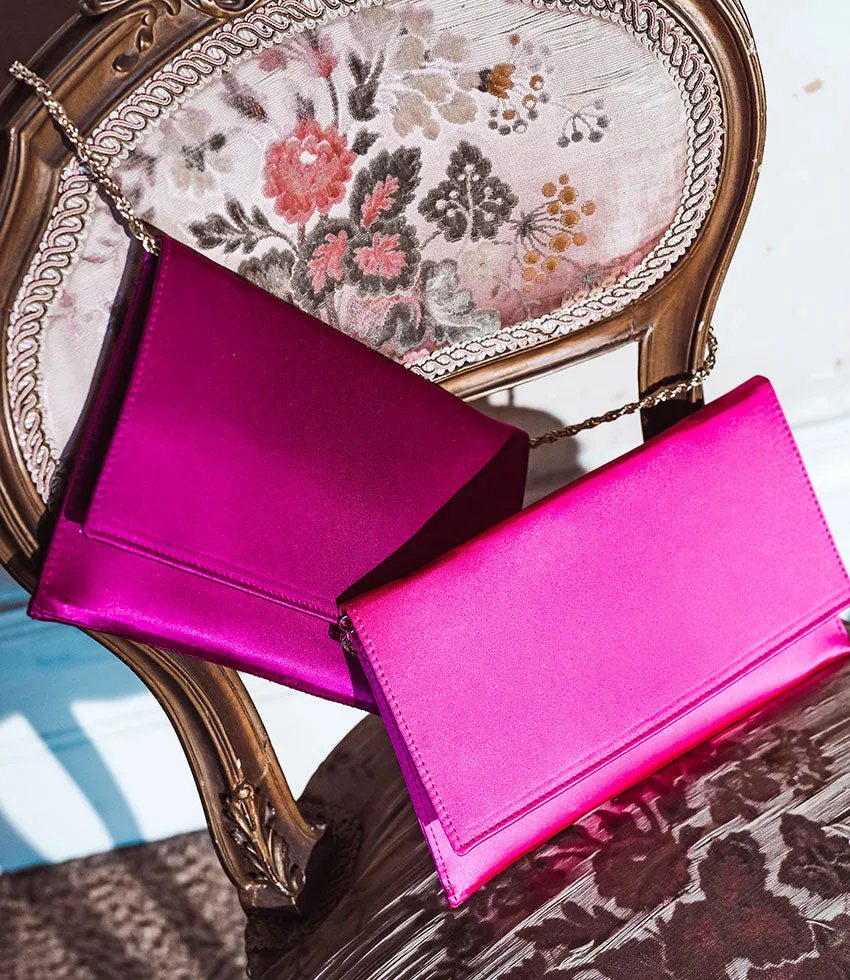 NEVE Envelope Clutch in Magenta Satin sold by Edward Meller product image thumbnail 2