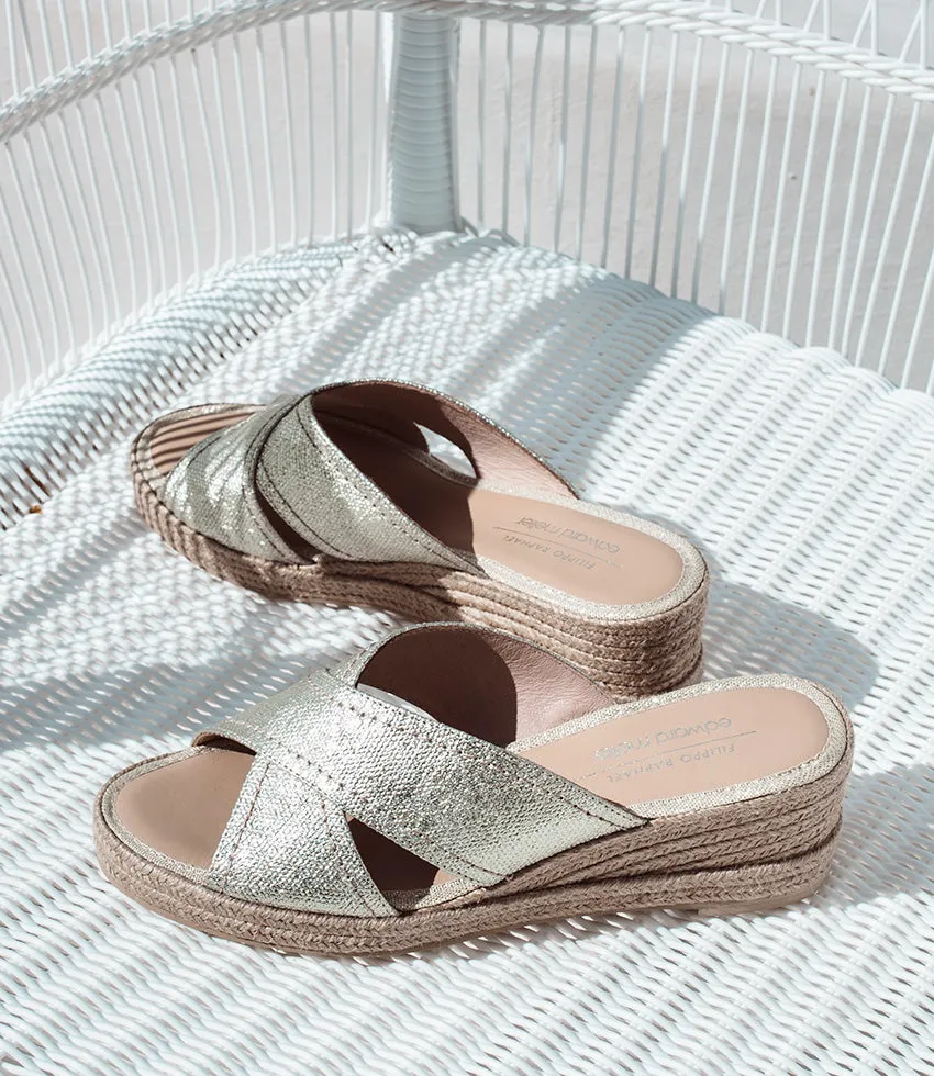 MALINA Crossover Slide Espadrille in Platino sold by Edward Meller product image thumbnail 2