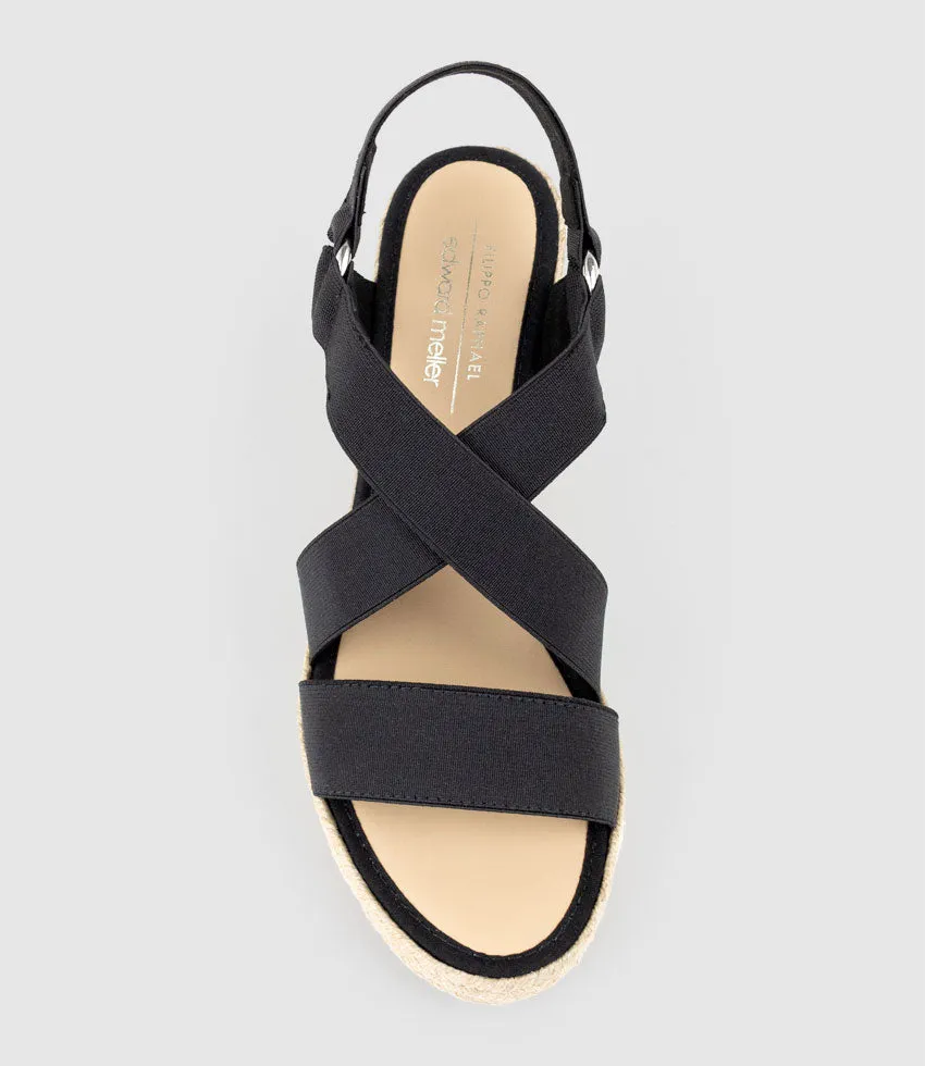 MIRIA Elastic Crossover Espadrille in Black sold by Edward Meller product image thumbnail 4