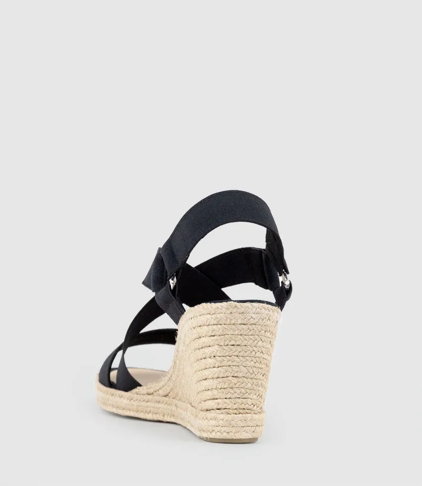 MIRIA Elastic Crossover Espadrille in Black sold by Edward Meller product image thumbnail 3