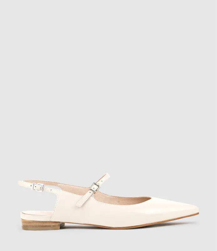EUGENIA Flat Slingback with Strap in Offwhite Calf sold by Edward Meller