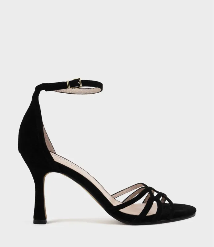 SIENA85 Multistrap Sandal in Black Suede sold by Edward Meller