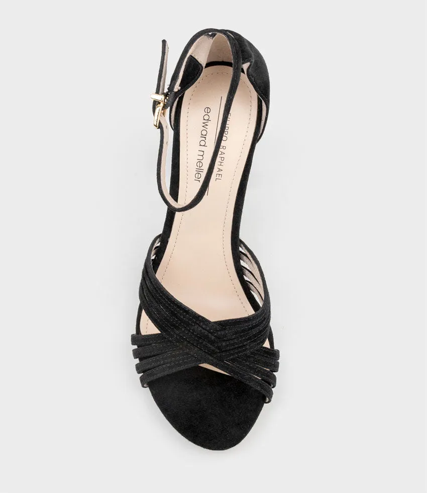 KARINA85 Multistrap Block Heel Sandal in Black Suede sold by Edward Meller product image thumbnail 4