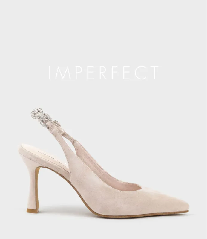 AZALIA85 Slingback Pump with Diamond Band in Blush Suede sold by Edward Meller