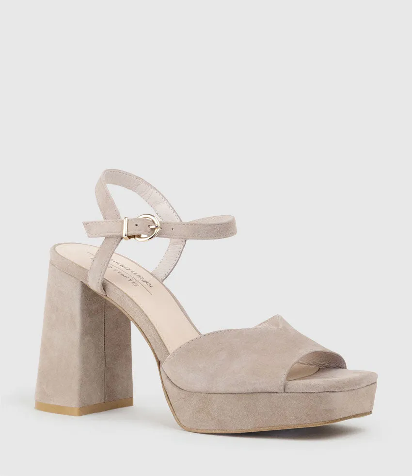 RHIANA95 V Throat Platform Sandal in Nude Suede sold by Edward Meller product image thumbnail 2