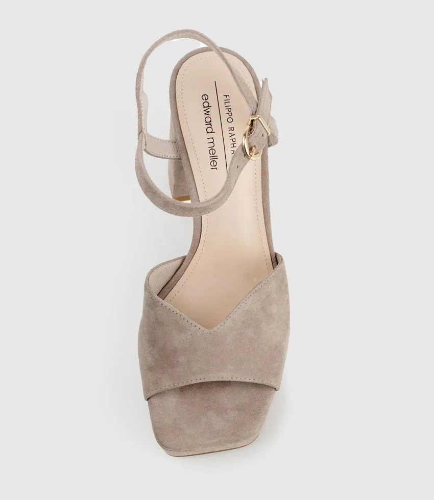 RHIANA95 V Throat Platform Sandal in Nude Suede sold by Edward Meller product image thumbnail 4