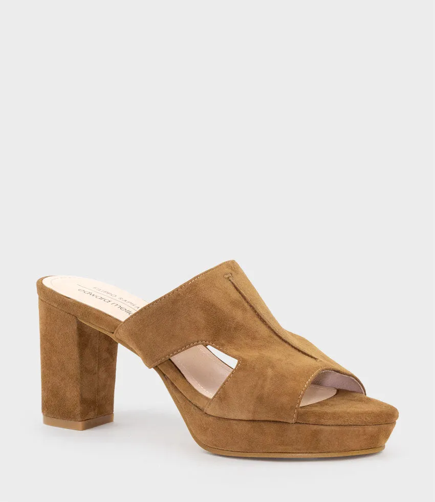 IRIS80 Platform Slide with Cut-out in Tawny Suede sold by Edward Meller product image thumbnail 2