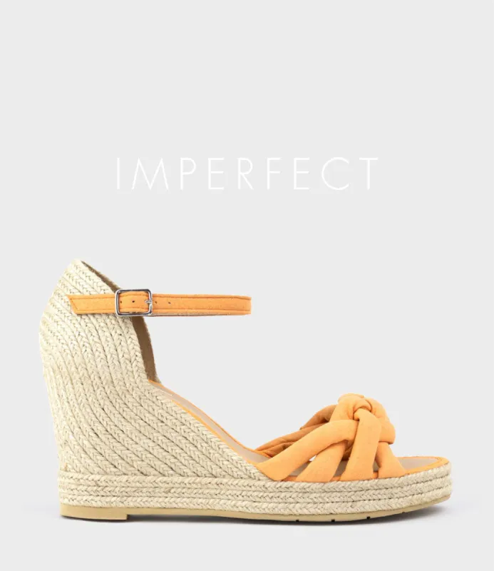 MEENA Braided Front Strap Espadrille in Orange Suede sold by Edward Meller