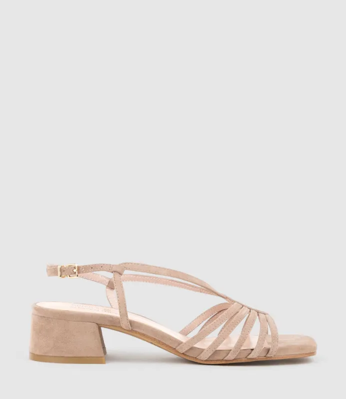 SAMA35 Strappy Sandal in Nude Suede sold by Edward Meller