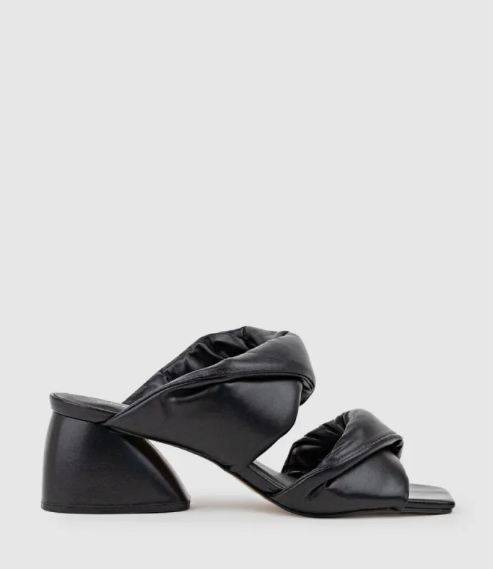 IMIRA55 Puffed Heel Slide in Black sold by Edward Meller