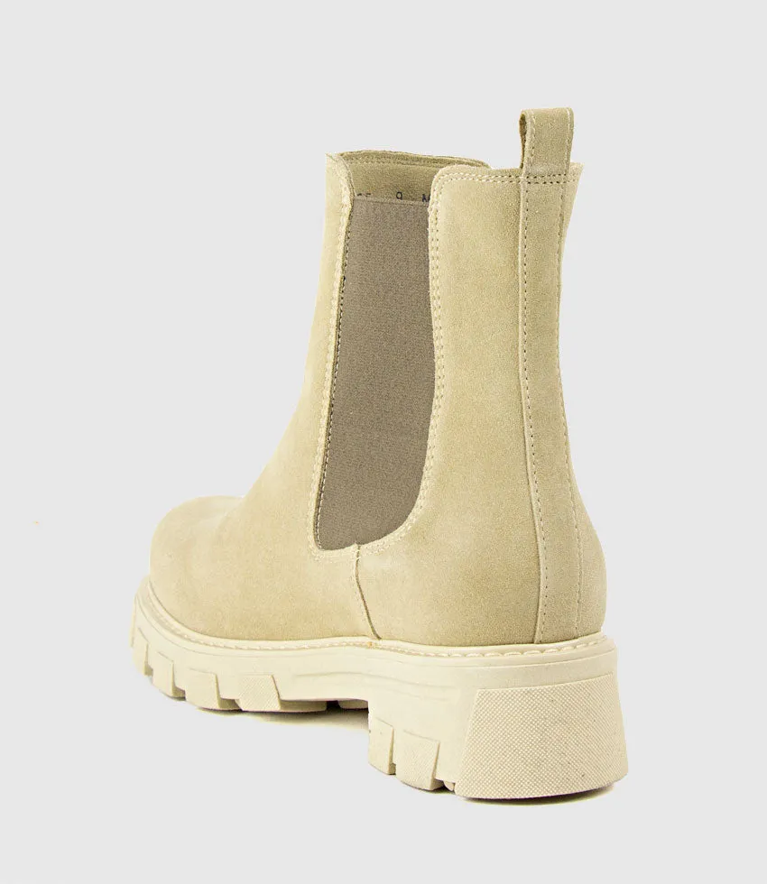 ASHLEY Chelsea Boot on Lug Sole in Sand Suede sold by Edward Meller product image thumbnail 3