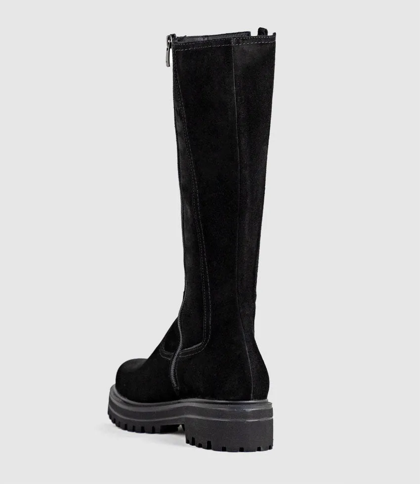 VERNE Knee High Boot with Gusset in Black Suede sold by Edward Meller product image thumbnail 3