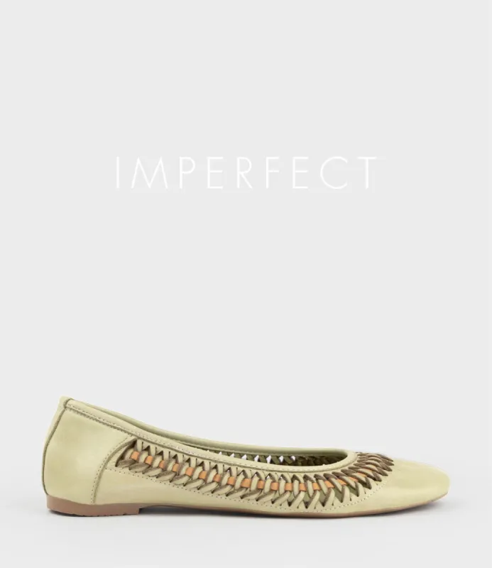 EMINA Woven Detail Ballet in Sage sold by Edward Meller