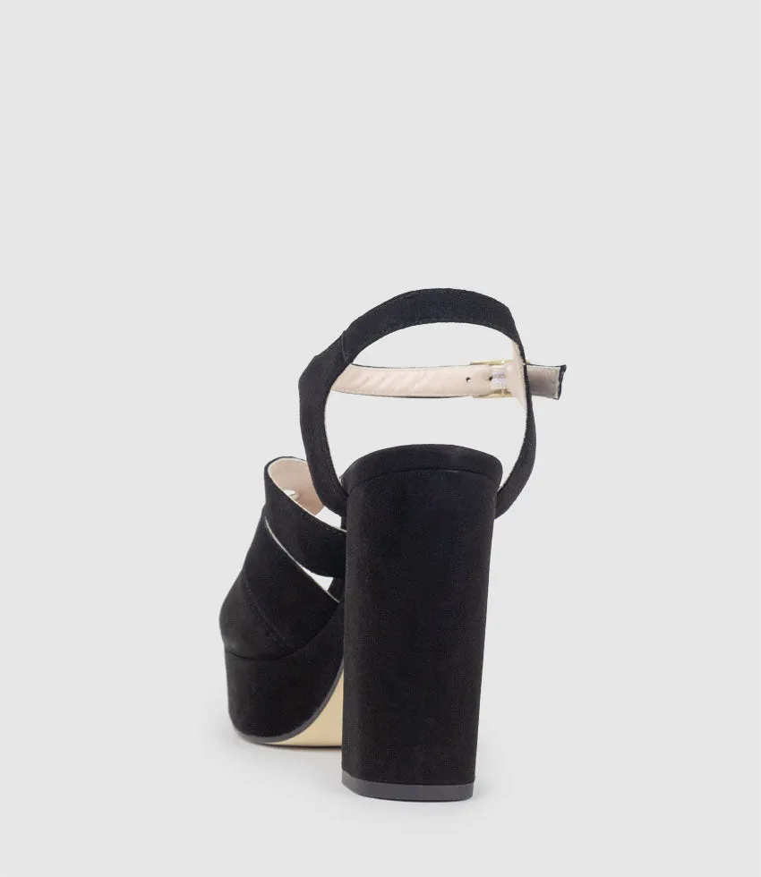 REYA100 Open Toe Platform Sandal in Black Suede sold by Edward Meller product image thumbnail 3