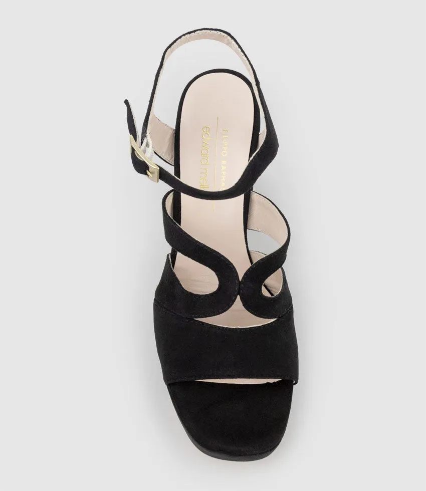 REYA100 Open Toe Platform Sandal in Black Suede sold by Edward Meller product image thumbnail 4