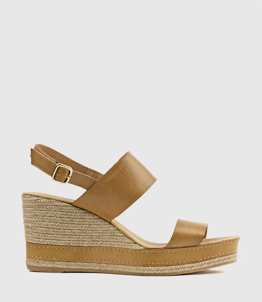 MIKARA Two Strap Classic Espadrille in Camel sold by Edward Meller