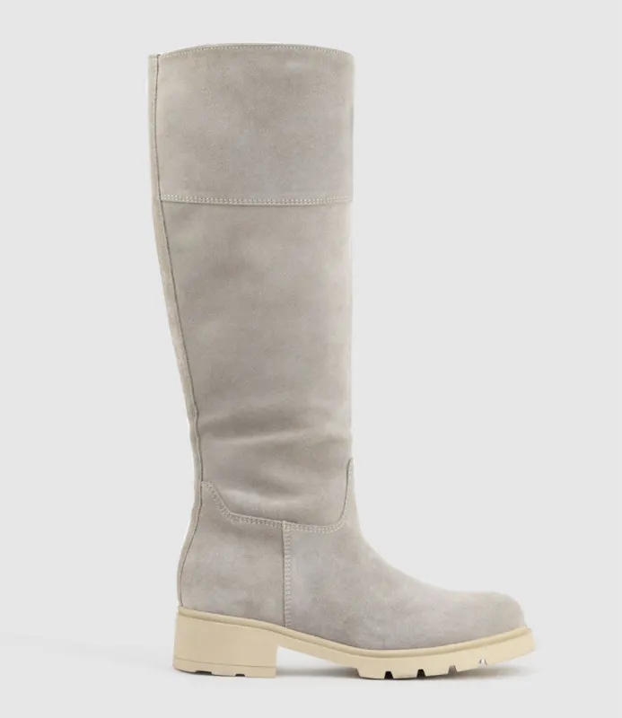 SAVOURY Classic Knee Boot in Pebble Suede sold by Edward Meller
