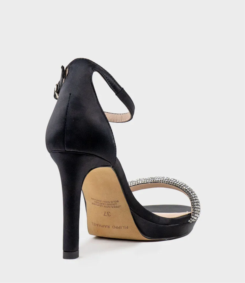 SATINA90 Diamond Band Sandal Platform Sandal in Black Satin sold by Edward Meller product image thumbnail 3