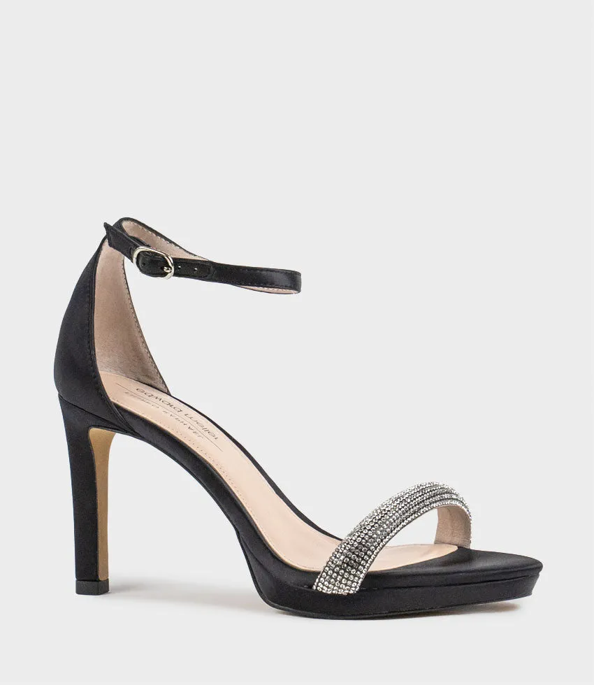 SATINA90 Diamond Band Sandal Platform Sandal in Black Satin sold by Edward Meller product image thumbnail 2