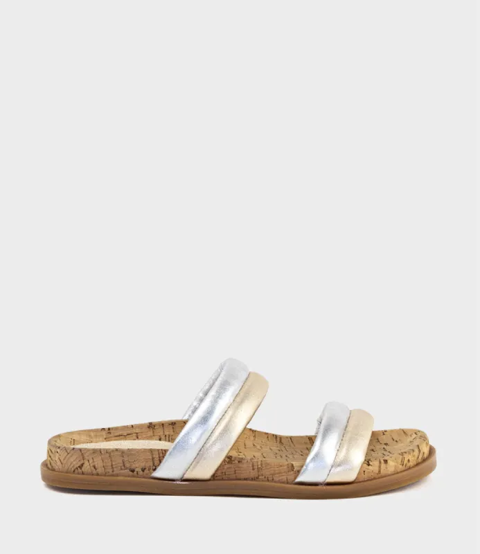 KINALA Two Strap Slide on Unit in Metallic Multi sold by Edward Meller