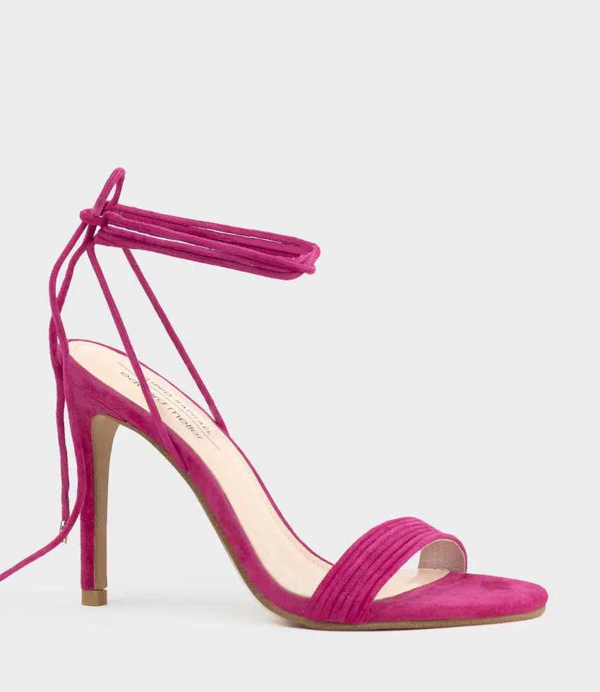 WISTERIA100 Ankle Tie Sandal in Hot Pink Suede sold by Edward Meller product image thumbnail 3