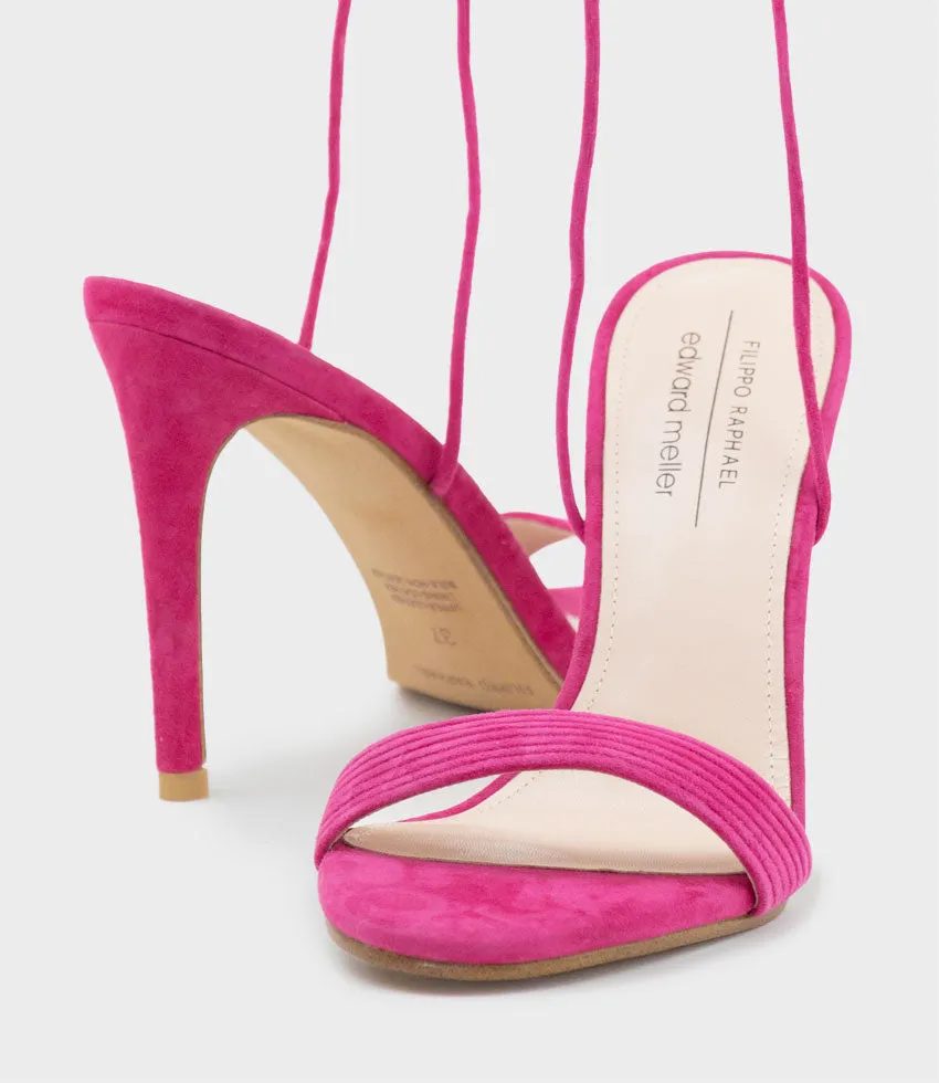 WISTERIA100 Ankle Tie Sandal in Hot Pink Suede sold by Edward Meller product image thumbnail 4